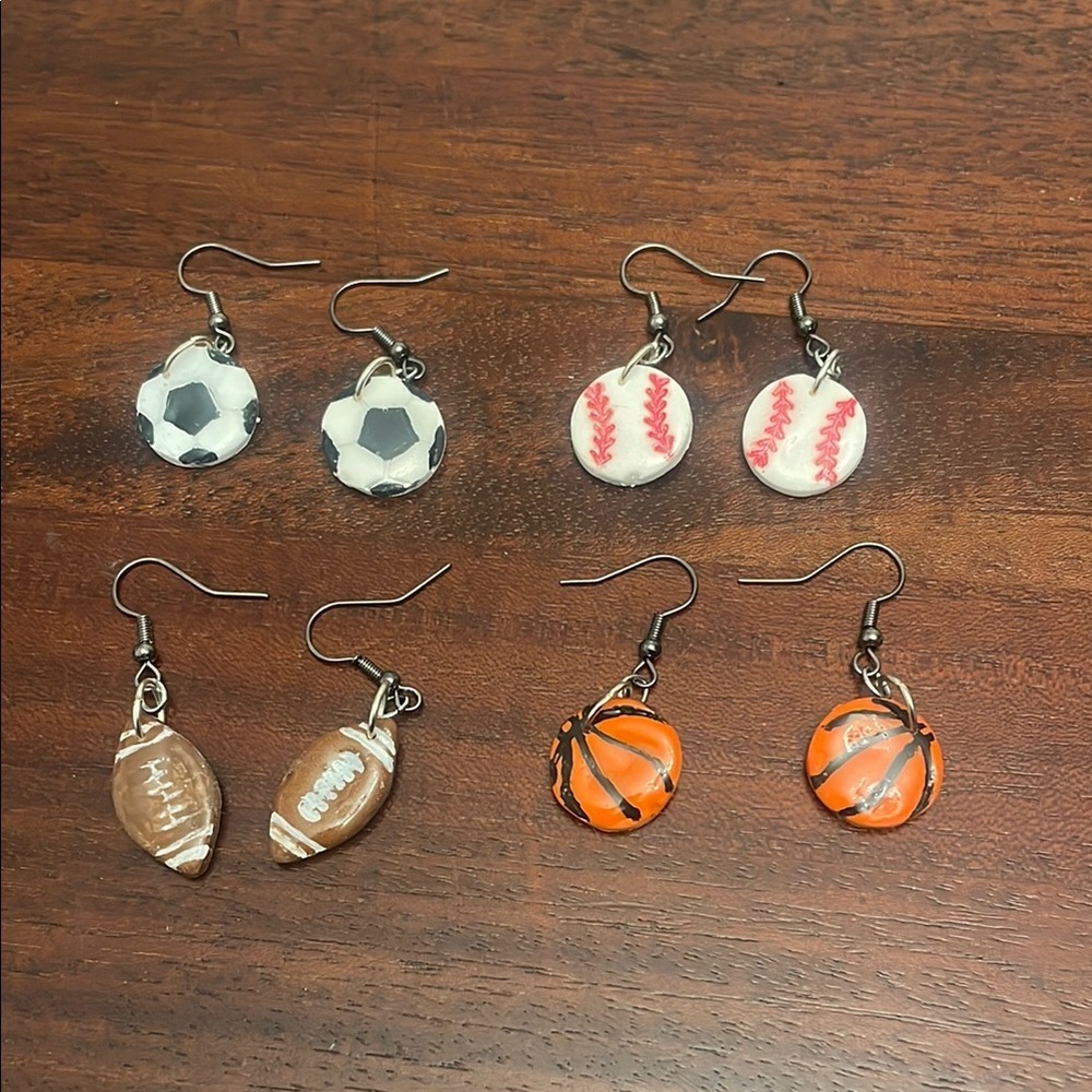Hand Crafted Sports-Themed Kids Earrings Set